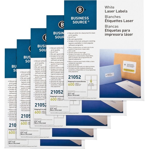 Label, IJ/LSR, 3.3x4, White, 600 5/CT