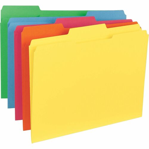 File Folders, 11 Pt, 2-Ply 1/3-Cut Tab, Ltr, Ast 100/BX