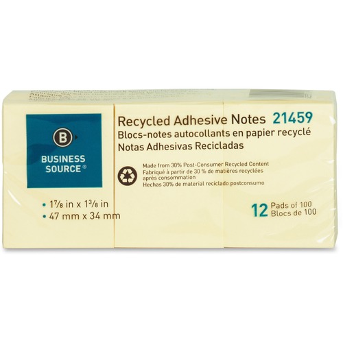 Notes, Adhesive, Recycled, 1.5 X 2 12/PK