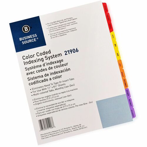 Index Dividers, Jan-Dec, 3 Hole Punch, Letter, Multi