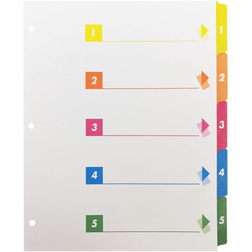 Index Dividers With TOC, 1-5, 5 Tab, Multi 24/BX