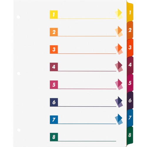 Index Dividers With TOC, 1-8, 8 Tab, Multi 24/BX