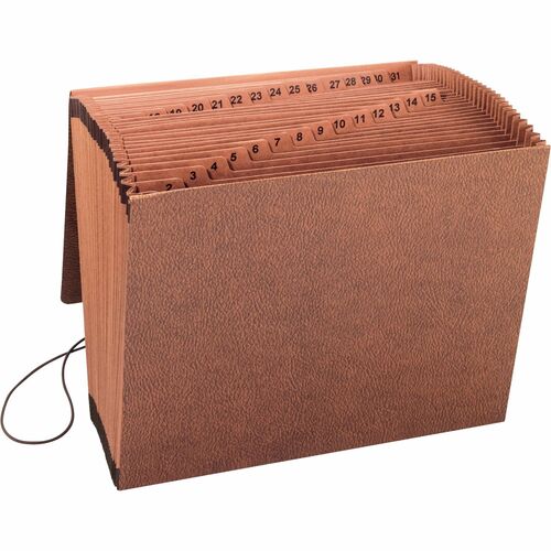 Accordion File, With Flap, 1-31, 31 Pocket, Letter, 12" x 10", Brown