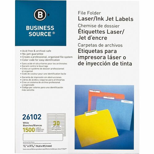Label, Filing, Laser/Inkjet, White 1500/PK