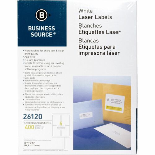 Label, IJ/LSR, 3.5x5, White 400/PK
