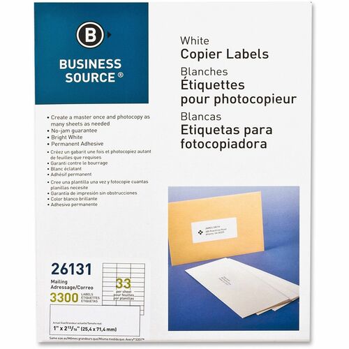 Label, Copier, 1x2.75, White 3300/PK