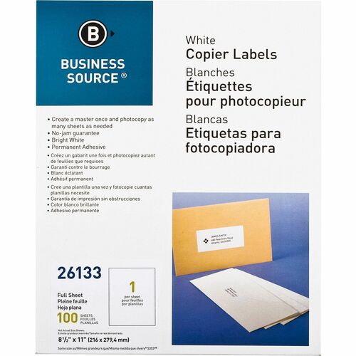 Full Sheet Labels, 8-1/2" x 11", White 100/PK