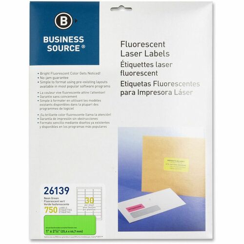 Label, Neon, Laser, 1x2.5, Green 750/PK