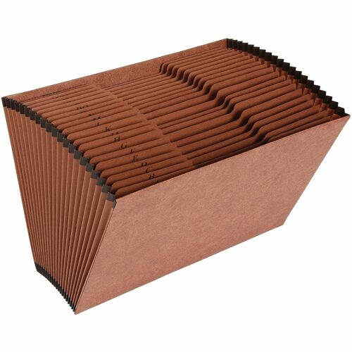 Accordion File, No Flap, 21 Pockets, A-Z, Legal, 15" x 10", Brown