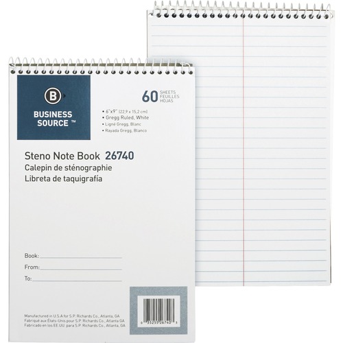 Book, Steno, Gregg, 60 Sheet, White