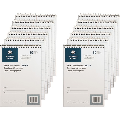 Book, Steno, Gregg, 60 Sheet, White 12/PK