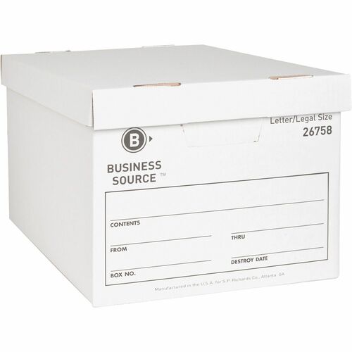 Storage Boxes, Ltr/Legal, 650 lb, 12" x 15" x 10", White 12/CT