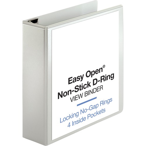 View Binder, Locking D-Ring, 3" Capacity, Letter, White