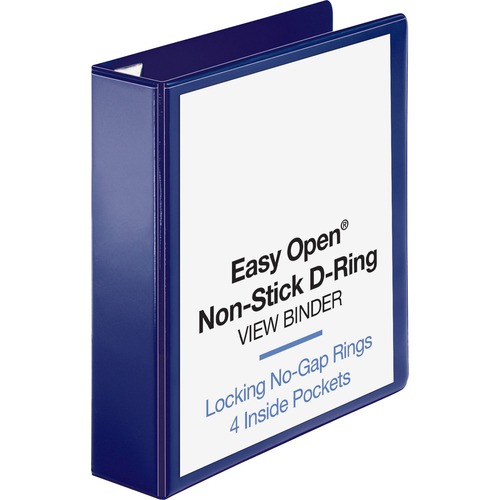 View Binder with 4 Pockets, D-Ring, 2" Cap, 8-1/2"x11", Navy