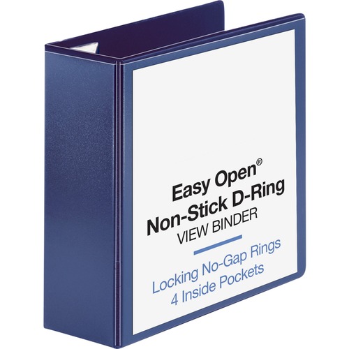 View Binder With 4 Pockets, D-Ring, 4" Cap, 8-1/2"x11", Navy