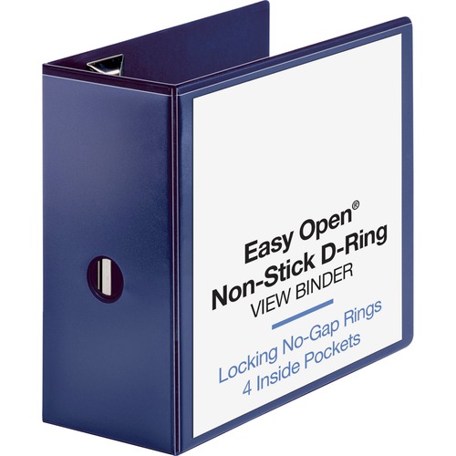 View Binder, D-Ring, 5" Capacity, 11" x 8-1/2", Navy