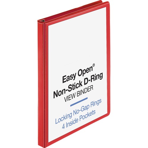 View Binder, D-Ring, 1" Capacity, 8-1/2" x 11", Red