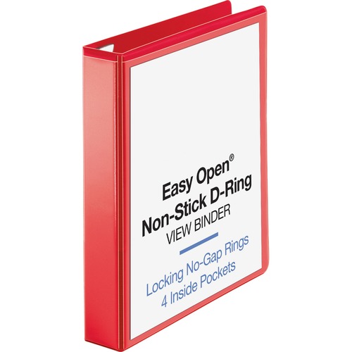 View Binder, D-Ring, 1-1/2" Capacity, 8-1/2" x 11", Red