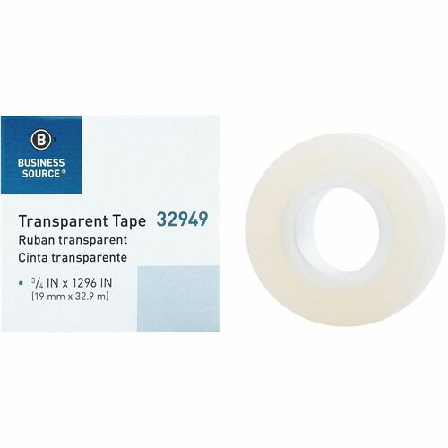 Transparent Tape, 1" Core, 3/4" x 1296", Clear