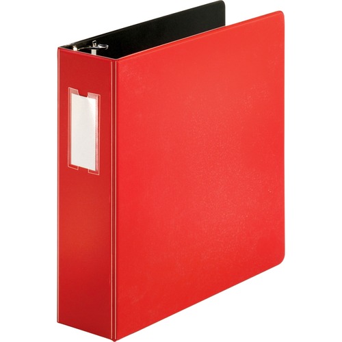 Binder, Label Holder, Slant, 3", Red