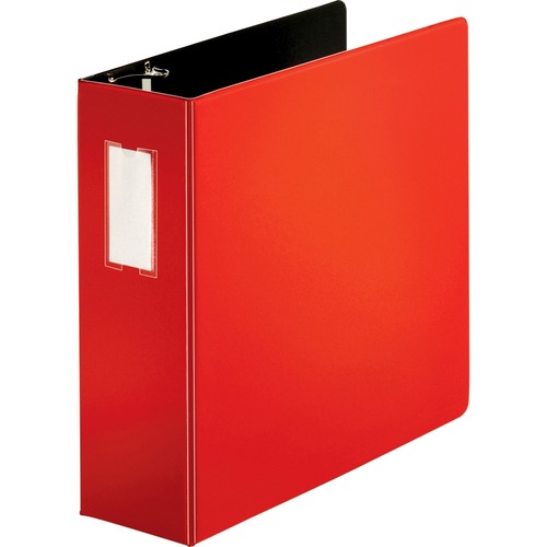 Binder, Label Holder, Slant, 4", Red