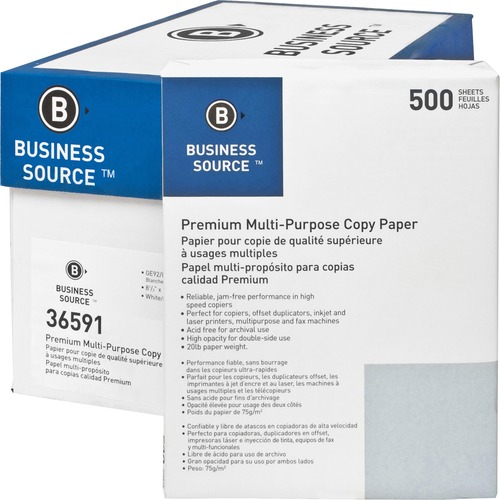Multipurpose Paper, 92 Bright, 20 lb., 8-1/2" x 11", White, 500/RM, 10/CT Per Pallet 40/PL