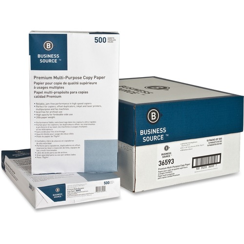 Multipurpose Paper, 20 lb, 92 Bright, 8-1/2" x 14", White, 500/RM, 10/CT Per Pallet 30/PL