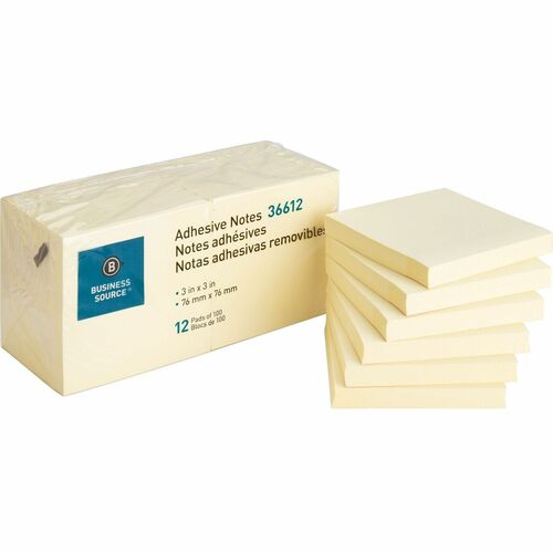 Notes, Adhesive, 3x3, Yellow 12/PK