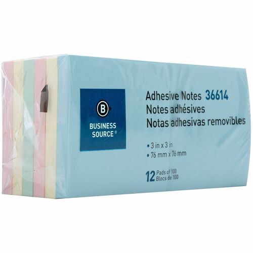Notes, Adhesive, 3x3, Pastel 12/PK