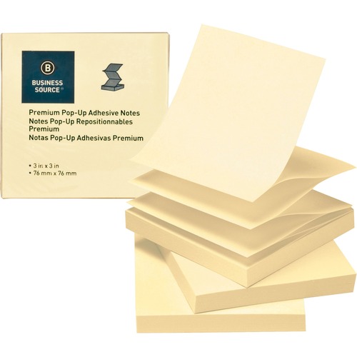 Pop-Up Adhesive Note Pads, 3" x 3", 100 Sheets, Yellow 24/PK