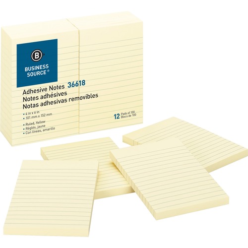 Notes, Adhesive, 4x6, Lined 12/PK