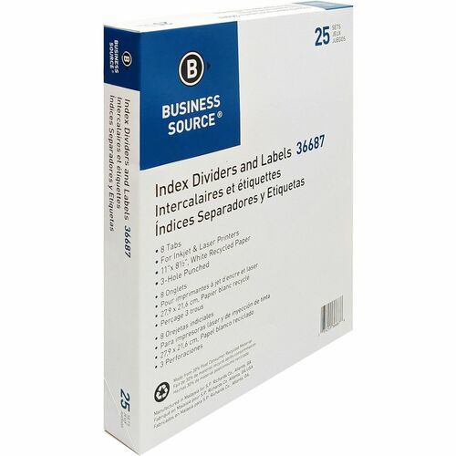 Divider, Index, Punched, 8 Tab 25/BX
