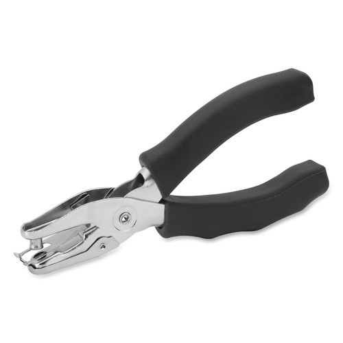 Hole Punch, 1 Hole, 6-Sheet Capacity, 1/4" Diameter, Silver/Black
