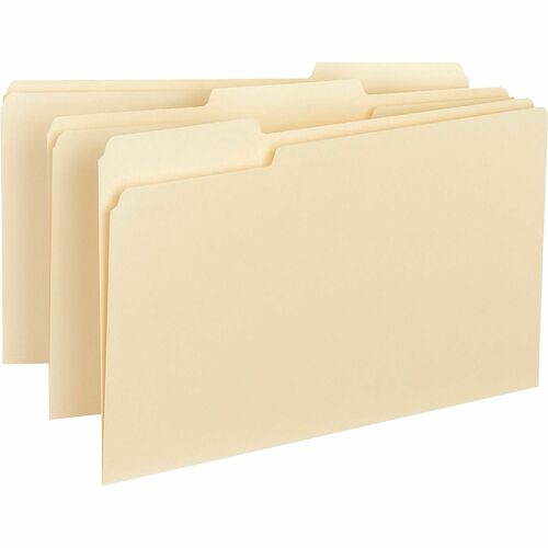Interior File Folders, 1/3 Cut Assorted, Legal, Manila 100/BX