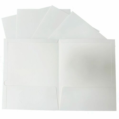 Folder, 2 Pocket, Laminated, White 25/BX