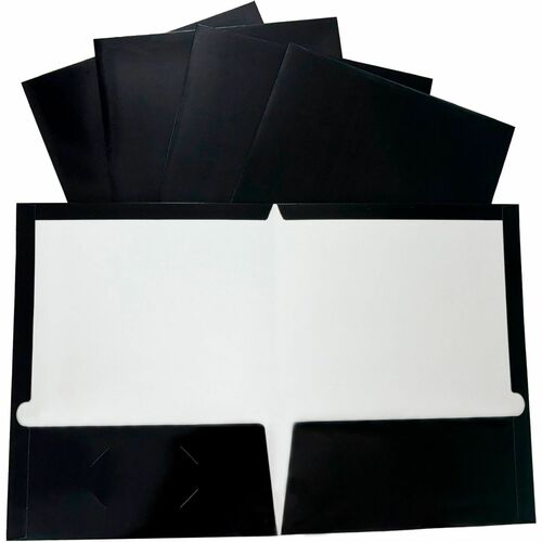 Folder, 2 Pocket, Laminated, Black 25/BX