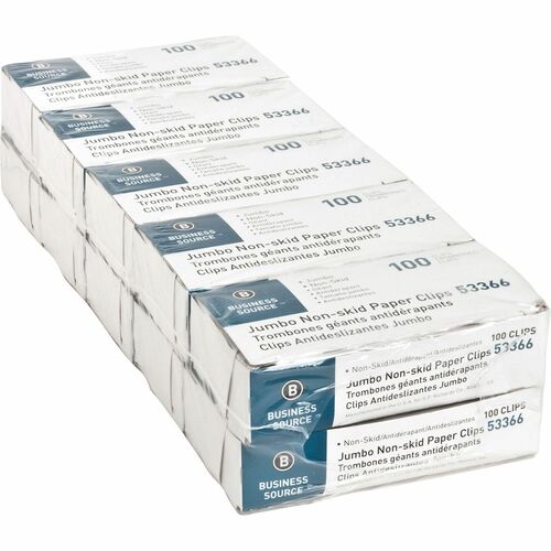 Paper Clips, Jumbo, Nonskid, Silver, 100/BX Per Pack 10/PK