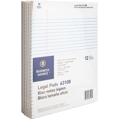 Pad, Legal, 8.5x11.75, 50 Sheets, White 12/DZ