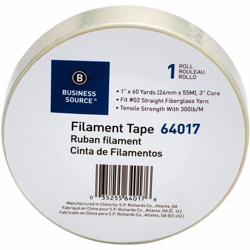 Filament Tape Roll, Heavy-Duty, 3" Core, 1" x 60 Yards, WE