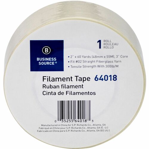 Filament Tape Roll, Heavy-Duty, 3" Core, 2" x 60 Yards, WE