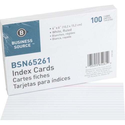 Card, Index, Ruled, 4X6, White 100/PK
