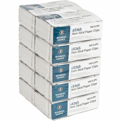 Paper Clips, Regular, Nonskid, Silver, 100/BX Per Pack 10/PK