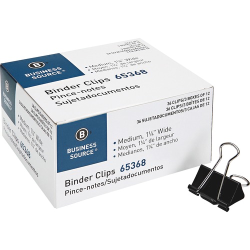 Binder Clips, Med, Black 36/PK