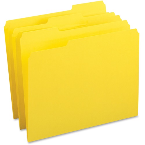 File Folder, 1-Ply, 1/3 Cut Assorted Tabs, Letter, Yellow 100/BX