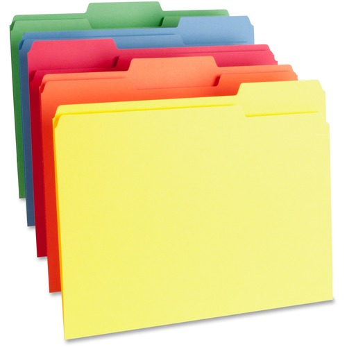 Color File Folder, 1-Ply, 1/3 Cut Tabs, Letter, Ast 100/BX