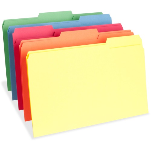 File Folders, Legal, 11 Point, 1/3 Cut, 1" Exp, Ast 100/BX