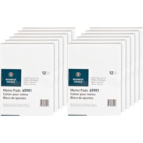Pad, Memo, 4x6, Plain, 100 Sheets, White 12/CT