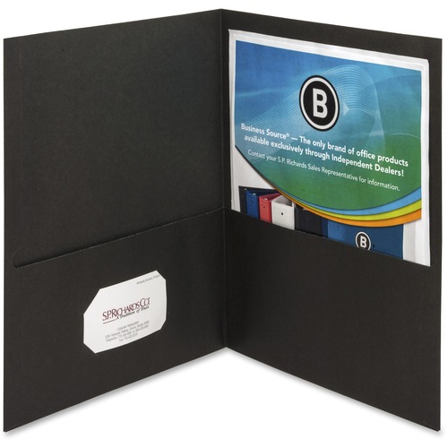 2-Pocket Folders, 100 Sheet Capacity, Letter, 12" x 9", Black 25/BX
