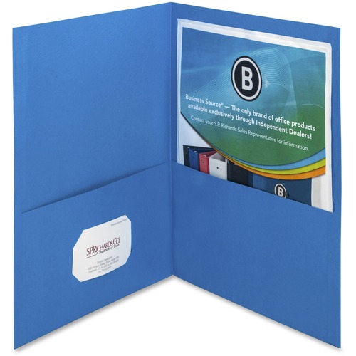 2-Pocket Folders, 100 Sheet Capacity, Letter, 12" x 9", Light Blue 25/BX