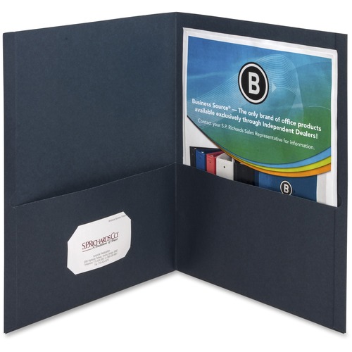 2-Pocket Folders, 100 Sheet Capacity, Letter, 12" x 9", Dark Blue 25/BX